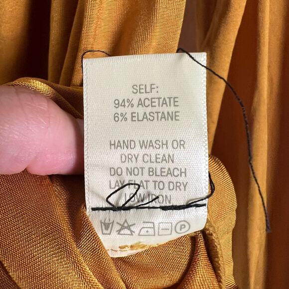 Lapointe Asymmetric Ruched Long-Sleeve Jersey Top Mustard Yellow Size 10 - Picture 12 of 13